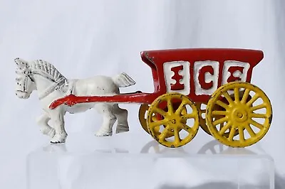 Cast Iron Horse Drawn Ice Wagon Cart Carriage Repro • $14.96