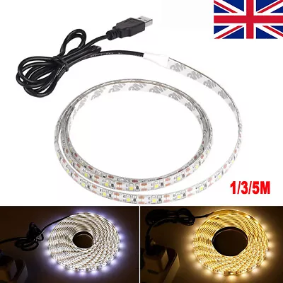 5V USB 5050 LED Strip Lights TV Backlight Flexible Tape Under Cabinet Lighting • £3.06