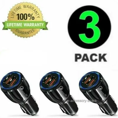 $9.97 • Buy 3 Pack 2 USB Port Fast Car Charger Adapter For IPhone Samsung Android Cell Phone