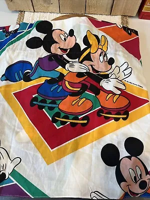 Vtg 80s 90s Disney Mickey Minnie Mouse Valance Curtains Fabric Roller Skating • $14.97