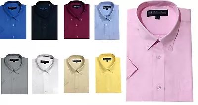 Men's Short Sleeve Button Down Shirts Cotton Blend Oxford #02BS  • $17.49