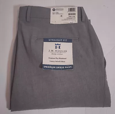*NWT* Haggar 34x30 Classic Fit Premium Stretch Dress Pants Gray Straight • $14