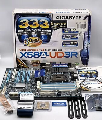 Gigabyte GA-X58A-UD3R LGA 1366 DDR3 SDRAM Motherboard + I7-930 2.80GHz CPU • $110