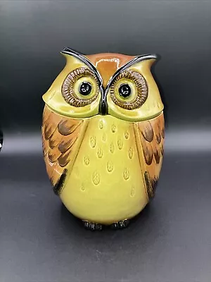 Vintage MCM 10” X 7” METLOX POPPYTRAIL OWL - FLOUR  JAR - California Pottery • $35.88