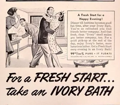 1942 Ivory Soap Vintage Print Ad For A Fresh Start Take An Ivory Bath • $11.99