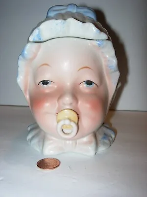 Vintage Porcelain Baby Head Pacifier Humidor Jar Lid Candy Dish Figurine 5.5  • $44.99