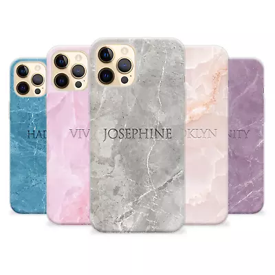 Personalised Phone Case Name Marble Silicone Cover For IPhone 15 14 7 8 SE 12 • £6.29