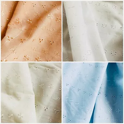 £3.25 • Buy Broderie Anglais Fabric Embroidered Summer Dresses Christening Gown Tops Clothes