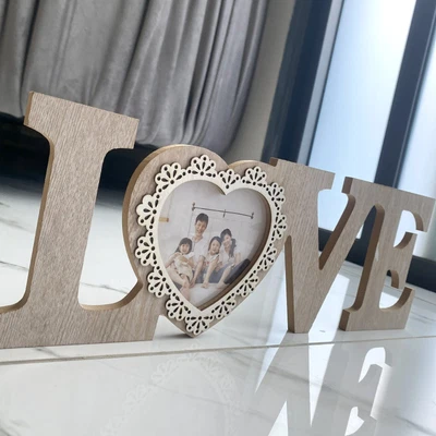 £7.29 • Buy Wood Block Style Love Letters Home Decor With The Ability To Place A Picture