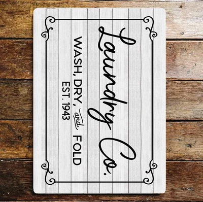 £4.99 • Buy Laundry Co Wash Dry And Fold Est Metal Sign Plaque