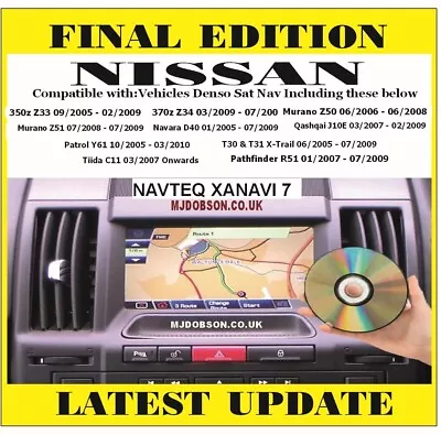 Nissan SAT NAV UPDATE NAVIGATION DISC NAVARA PATHFINDER  X-TRAIL QASHQAI PATROL  • £12.50