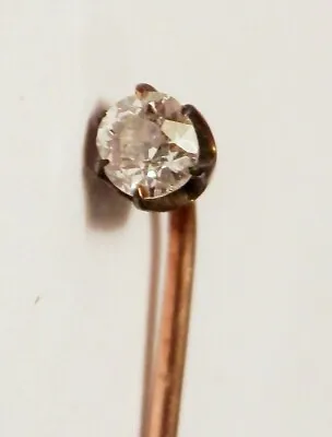 Vintage 3mm Mine Cut Diamond Solitaire 10K Yellow Gold Stick Hat Pin • $149