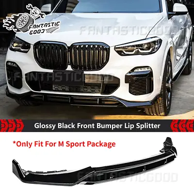 For BMW G05 X5 M Sport 2019-2023 ABS Glossy Black Front Bumper Lip Splitter Kit • $124.99