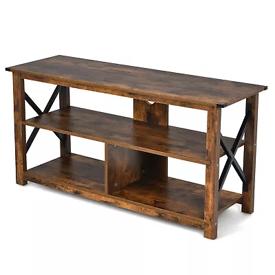 Entertainment Center Modern Farmhouse TV Standfor TV's Up To 55 W/Open Shelves • $119.99