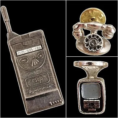 Vintage Lot Lapel Pins 3D Phone Cellphone Tv Television Motorola Cell Rugin  • $14.99