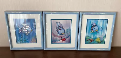 3 Vintage Rainbow Fish Framed Art Prints By Marcus Pfister 12.5 ×14.5” Matted • $39.95