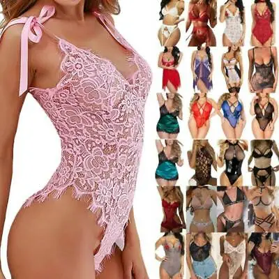 $10.73 • Buy Femmes Sexy Lace Lingerie Erotic Thong Bodysuit Nightwear Sleepwear Underwear