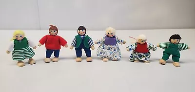 Melissa And Doug Wooden Doll Family Lot Of 6 Figures Dolls Cloth Wood • $14.99