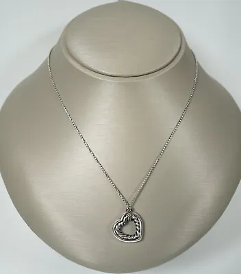 David Yurman Cable Classic Heart Pendant Sterling Silver-16  Box 3/4 X3/4  • $249.99