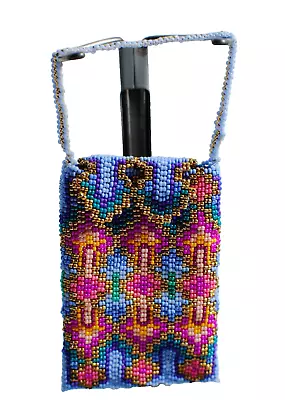 Hand Beaded Artist Design Mini Purse Medicine Pouch Bag Colorful Brillant 7 Inch • $75