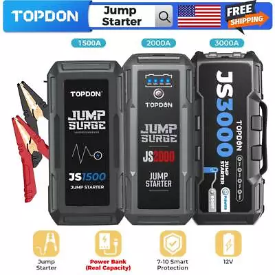 TOPDON Universal 12V Lithium Jump Starter Box Car Truck Battery Booster Charger • $66