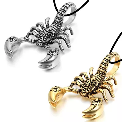 Men Gold Silver Gothic Necklace Scorpion Chain Pendant Choker Retro Bikers Gift • £3.49