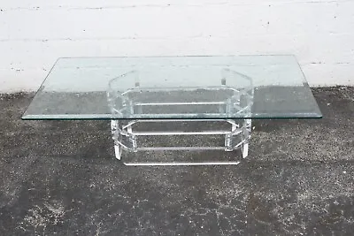 Mid Century Modern Lucite Acrylic Glass Top Coffee Table 4686 • $670.50