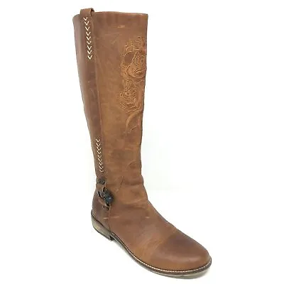 Women's Siren By Mark Nason Riding Boots Shoes Size 6.5 Brown Leather Zip Up J8 • $42.85