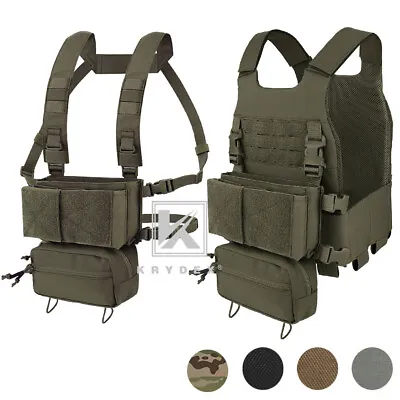 KRYDEX Low Vis Slick Plate Carrier Chest Rig 2 In 1 Tactical Placard Drop Pouch • $115.95
