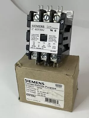 Siemens 42CF35AJ Definite Purpose Contactor 3-Pole 40A 24VAC Coil Class 42 S • $37.50