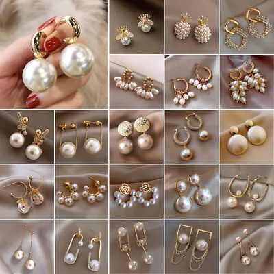 Chic Pearl Crystal Tassel Earrings Stud Drop Dangle Women Jewelry Wholesale Xmas • $1.73