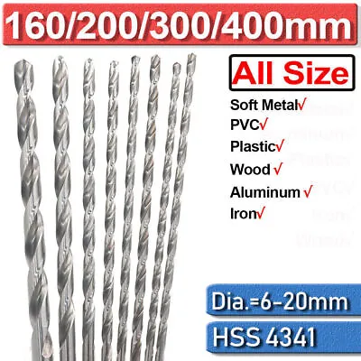 Metal Drilling 160-400mm Extra Long High Speed Steel HSS Twist Drill Bits Bit UK • £95.29