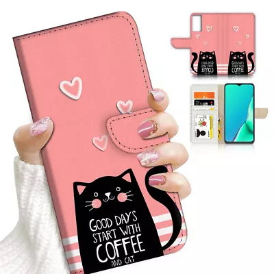 $13.99 • Buy ( For Oppo A57 / A57S ) Wallet Flip Case Cover AJ23727 Carton Cat