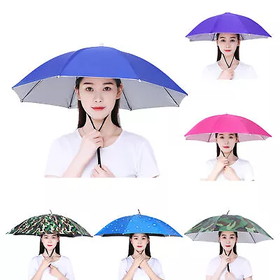 Outdoor Foldable Sun Umbrella Hat Golf Fishing Camping Umbrella Caps Head Hat • $14.10