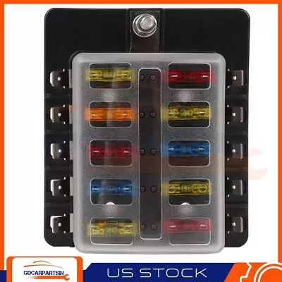 10-Way Fuse Box Block Holder LED Indicator For 12V 32V Car Boat Marine Waterpoof • $12.82