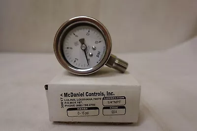 McDaniel T8-A (0-15) Pressure Gauge 1/4  NPT Bottom Mount 19JS-0314-F12 • $19.99