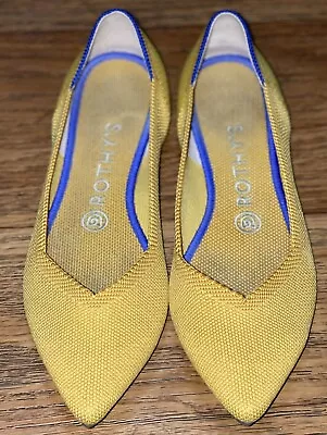 Rothy’s “THE POINT” Mustard Yellow Knit Pointed Toe Slip On Flats Women’s 8 • $58.49