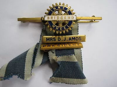 Vintage Bridgend Inner Wheel Mrs D J Amos Past President Enamel Badge • $15.54