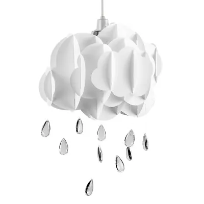 Nursery  Bedroom Lampshade Cloud Pendant Jewel Droplets Ceiling Light Shade LED • £14.39