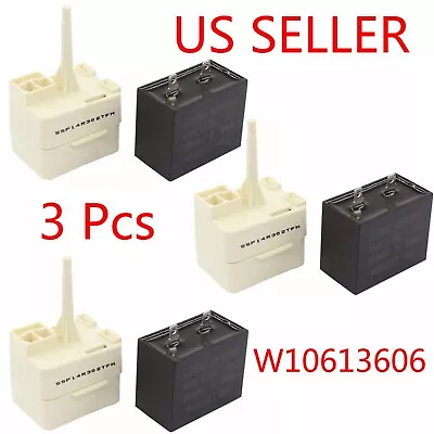 3PCS Refrigerator Relay Overload Capacitor Fits Whirlpool W10613606 Start Device • $19.95