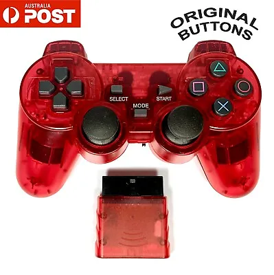 $12.95 • Buy PS2 Wireless 2.4G Controller TRANSPARENT RED Dual Vibration For Playstation 2