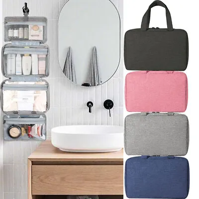 Hanging Hook Toiletry Bag Large Waterproof Case Fold Makeup Travel Organizer NEW • £9.59