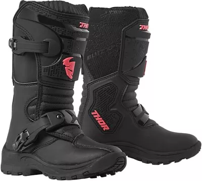 Blitz XP Mini Dirt Bike Boots - Black & Pink MX Sole Kids Size 11 Thor 3411-0543 • $109.95