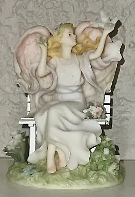 Seraphim Classics Angel  Michelle  Hope Blooms #84423 Park Bench Dove Roman Fig • $10