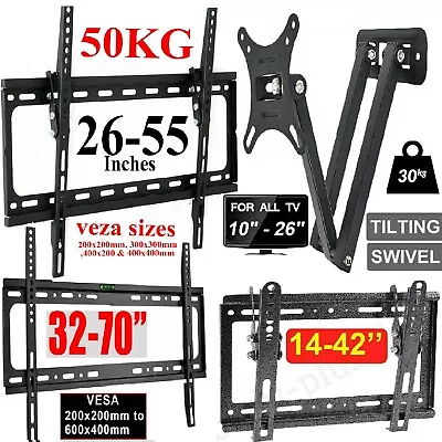 Full Motion TV Wall Mount Bracket Swivel Tilt 14 18 26 32 40 42 Inch LED LCD UK • £9.99