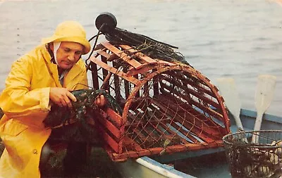 Bar Harbor ME Maine Lobster Fishing Trap Wood Primitive Nautical Vtg Postcard U6 • $2.80