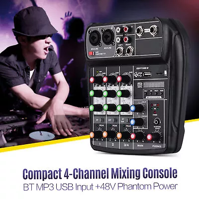 Compact Audio Mixer 4 Channel Digital BT MP3 USB Sound Board Mixing Console C3M3 • $33.59