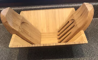 $15.99 • Buy PAMPERED CHEF WOODEN BAMBOO SQUARE SALAD BOWL With 2 Tossing UTENSILS~RETIRED