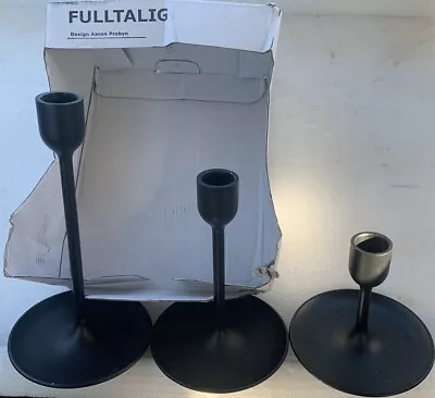 Ikea FULLTALIG Candlestick Candle Holder Metal/Black Set Of 3 • $24.99