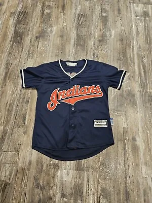 VINTAGE Majestic Cool Base Cleveland Indians Omar Vizquel Jersey Youth Small • $54.99